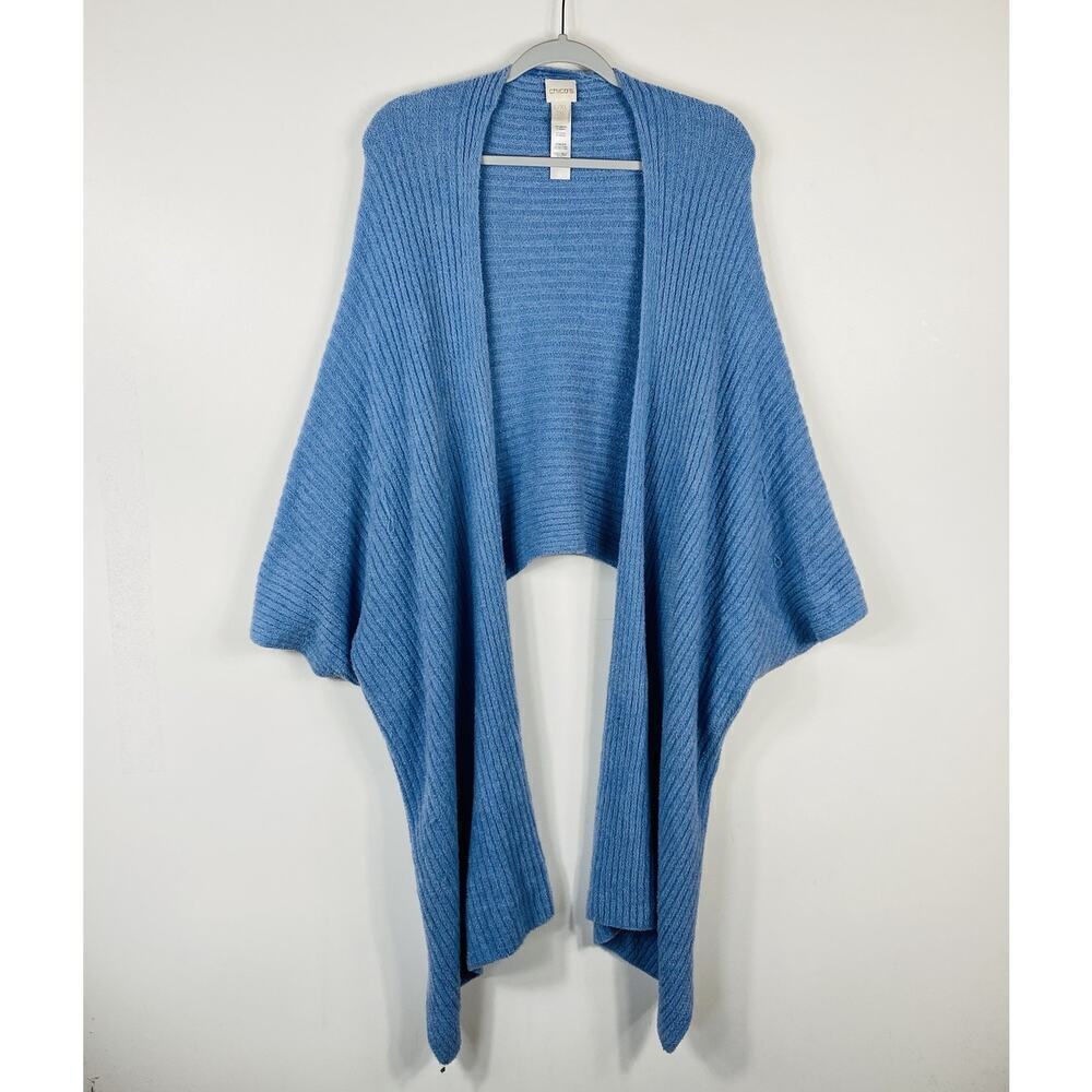 Chico's Size Large XL Cozy Soft Wrap Sweater Blue